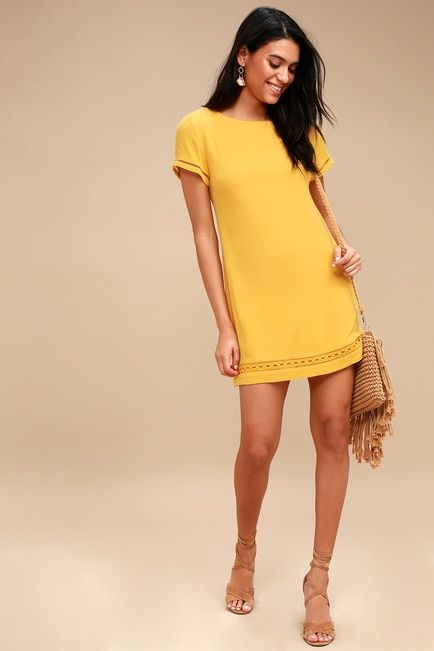 Perfect Time Mustard Yellow Shift Dress | Yellow dress outfit .