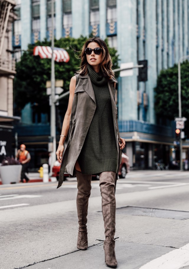olive green dress knitted