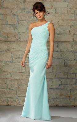one shoulder floor length mermaid bridesmaid dress