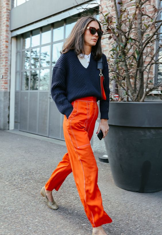 Orange Pants: How to Style The Color Of Winter - FMag.c