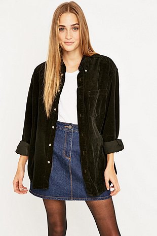 Oversized cord shirt as a jacket