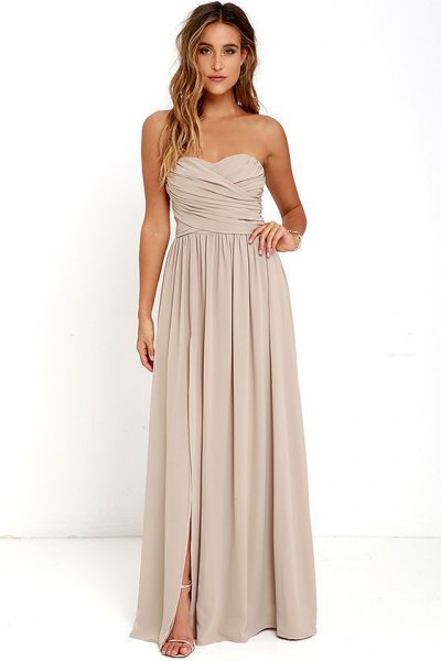 pale pink sweetheart pleated maxi dress