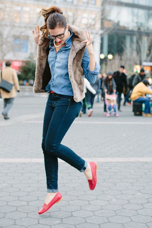 Penny Loafers Inspo | Red shoes outfit, Loafers for women outfit .