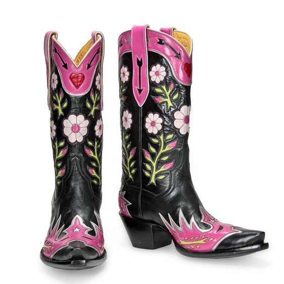 pink cowgirl boots floral modern 