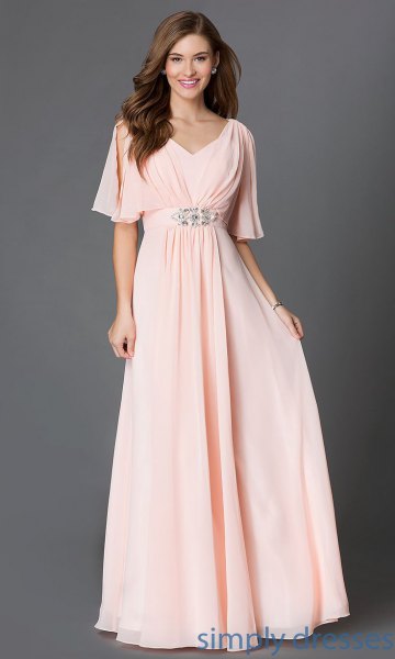pink empire waist chiffon maxi dress