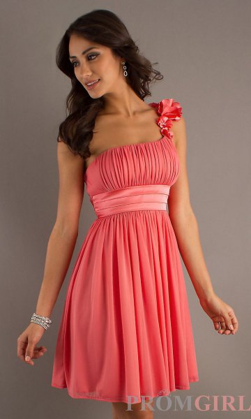 pink pleated belt mini cocktail dress