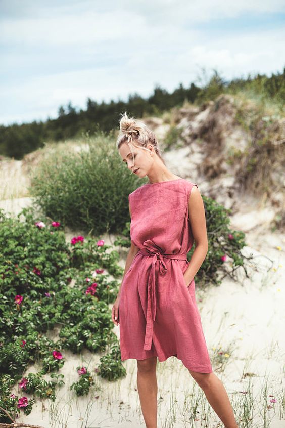 pink summer dress linen