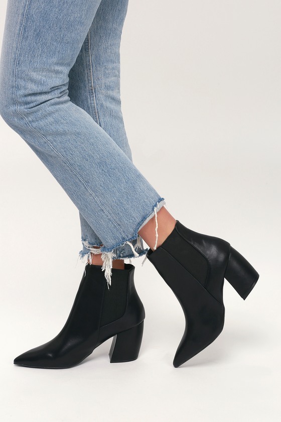 Cute Black Booties - Ankle Boots - Pointed Toe Boots - Lul