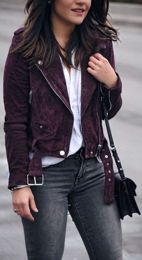 40 Express Outfit Ideas To Copy | Purple leather jacket, Express .