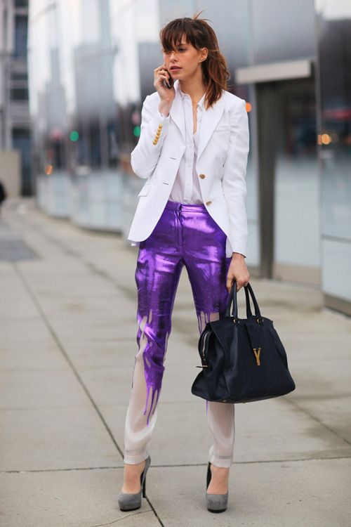 purple pants dripping paint