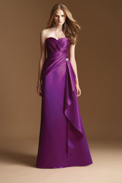 purple bridesmaid dress in satin wrap