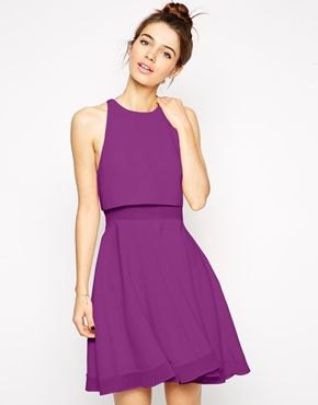 purple sleeveless rolled waist chiffon mini summer dress