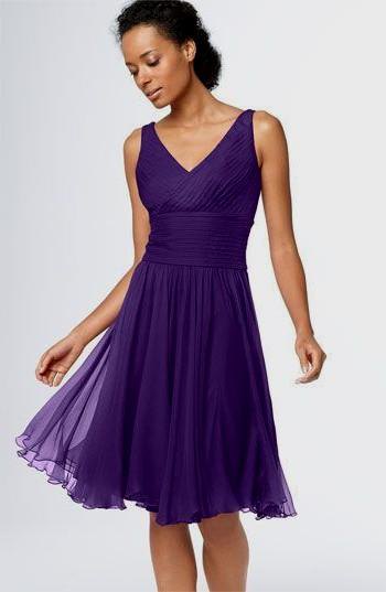 purple v-neck midi flared tulle cocktail dress