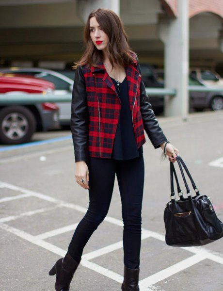 red-black checkered leather jacket