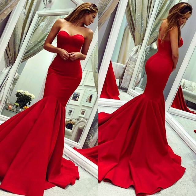 Glamorous Sweetheart Sleeveless 2019 Prom Dress | Red Mermaid .