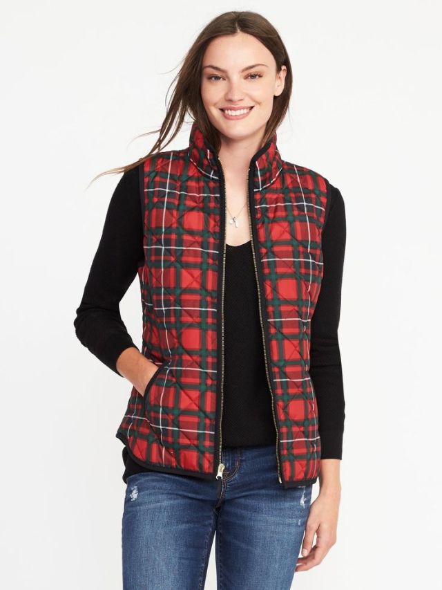 red checked quilted vest