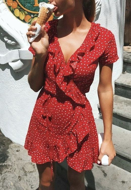 Nyx mini wrap dress in polka dot | Red summer dresses, Summer .