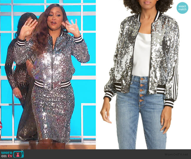 WornOnTV: Eve's sequin bomber jacket and skirt on The Talk | Eve .