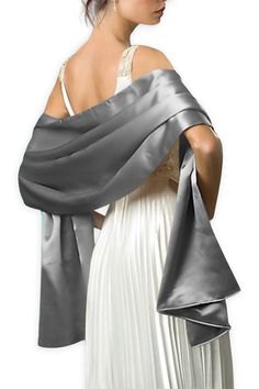 silver scarf white pleated chiffon maxi dress