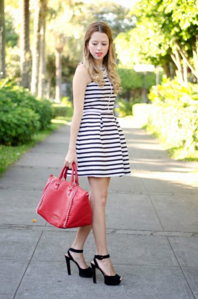 sleeveless striped dress with open toes
