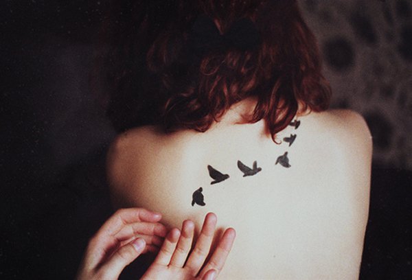 Set of flying dove tattoo designs for women