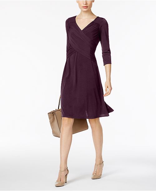 NY Collection B-Slim Three-Quarter-Sleeve Dress & Reviews .