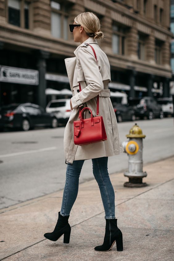 Trench coat red bag