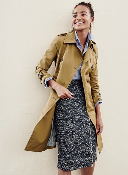 Tweed skirt trench