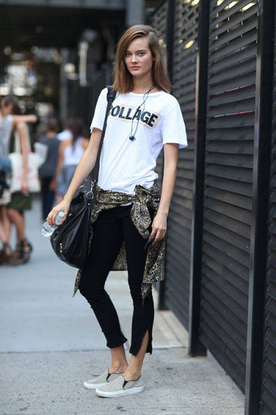 hidden white t-shirt cropped skinny jeans