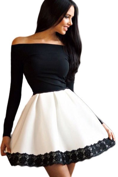 two toned shoulder skater dress