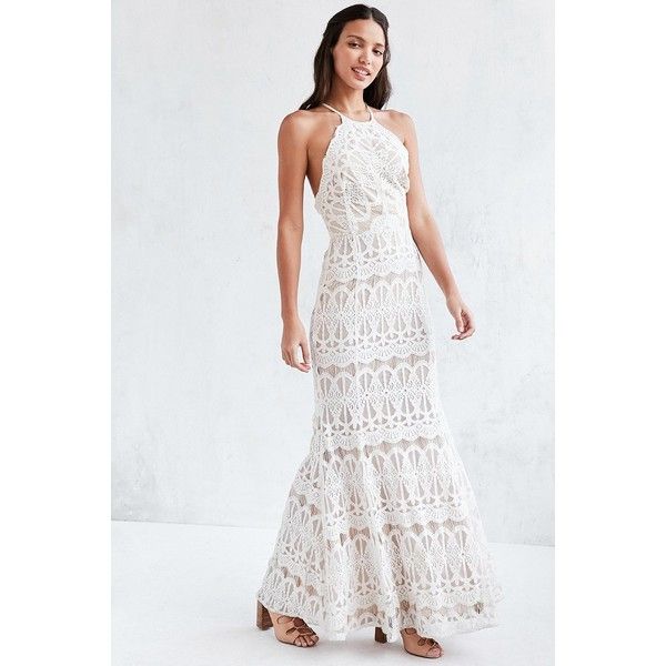 Glamorous Lace Halter Maxi Dress ($230) ❤ liked on Polyvore .