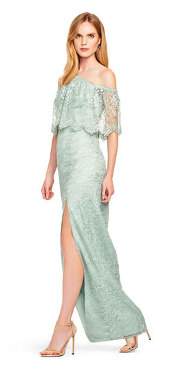 Lace Halter Dress with Off the Shoulder Sleeves - Aidan Matt