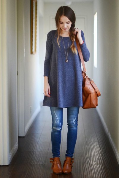How to Wear Tunic Dress with Jeans: 15 Outfit Ideas - FMag.c