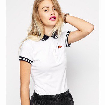 white and black slim fit golf shirt with an elastic mini dress at the waist