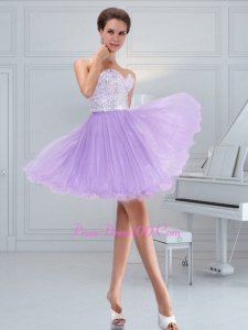 White and lavender two-tone mini dress