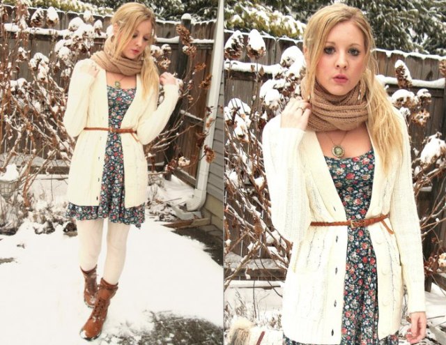 white knitted cardigan dress with belt