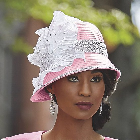 white bucket church hat with matching skirt suit