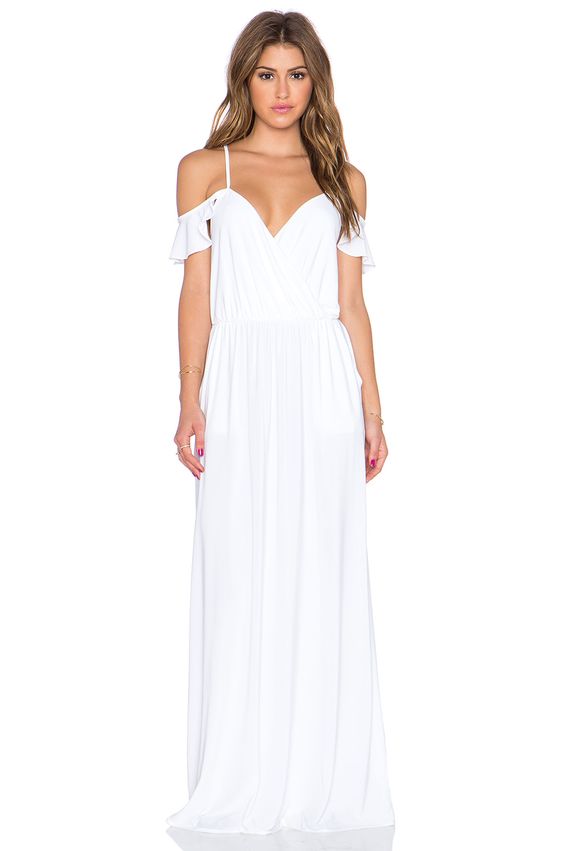 white cold shoulder dress maxi 