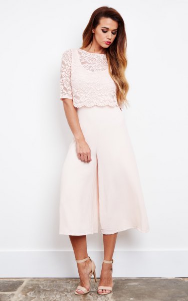 white culotte jumpsuit lace top overlay
