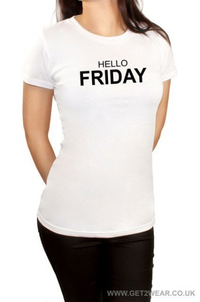 white graphic t-shirt with black skinny jeans