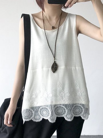 white tank top with lace hem and black jeans