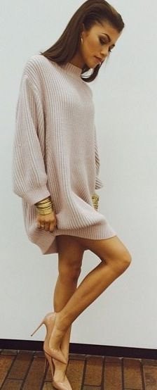 white oversized knitted sweater with stand-up collar