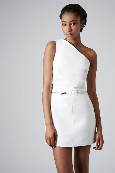 white shoulder dress with one shoulder