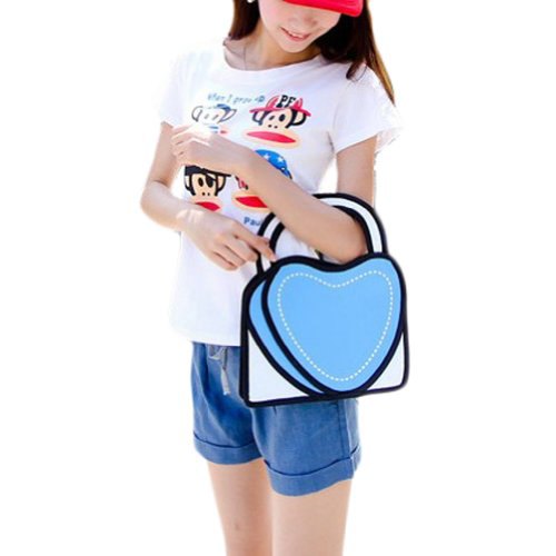 T-shirt with white print and heart-shaped wallet in faux 2d style