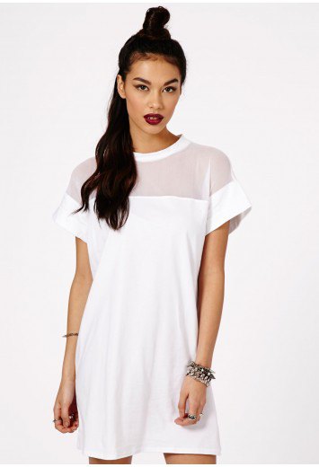 white shift-shift dress made of off-shoulder fabric