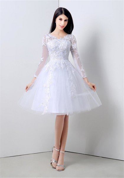 white transparent sleeve a lace dress