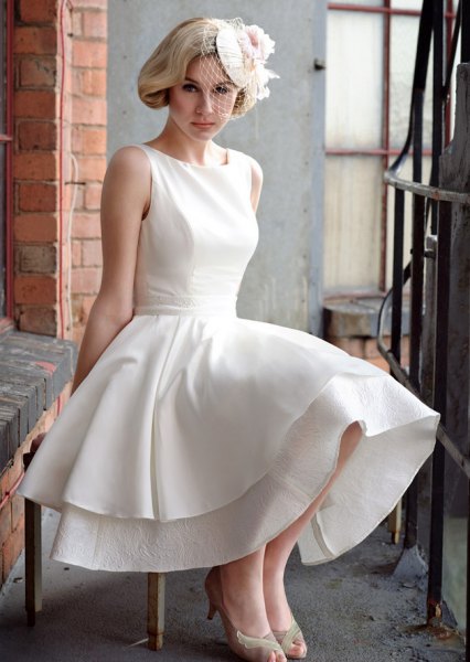 white sleeveless, two-layer maxi swing dress