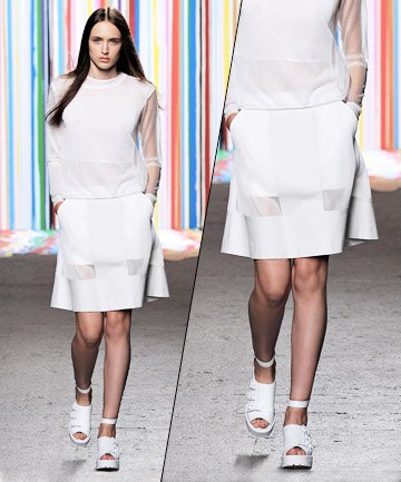 white top transparent skirt