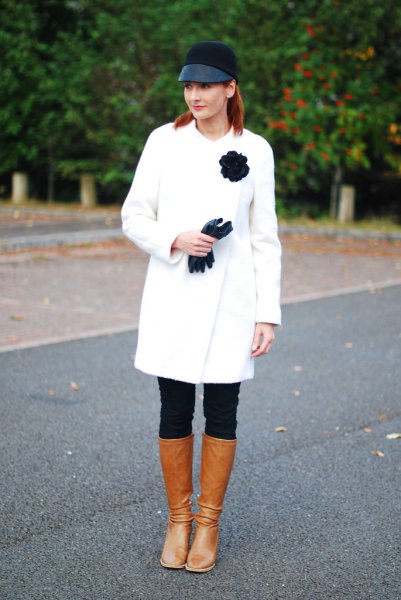 white wool coat dress outfit