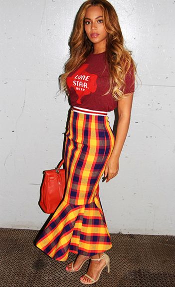 yellow plaid skirt Beyonce